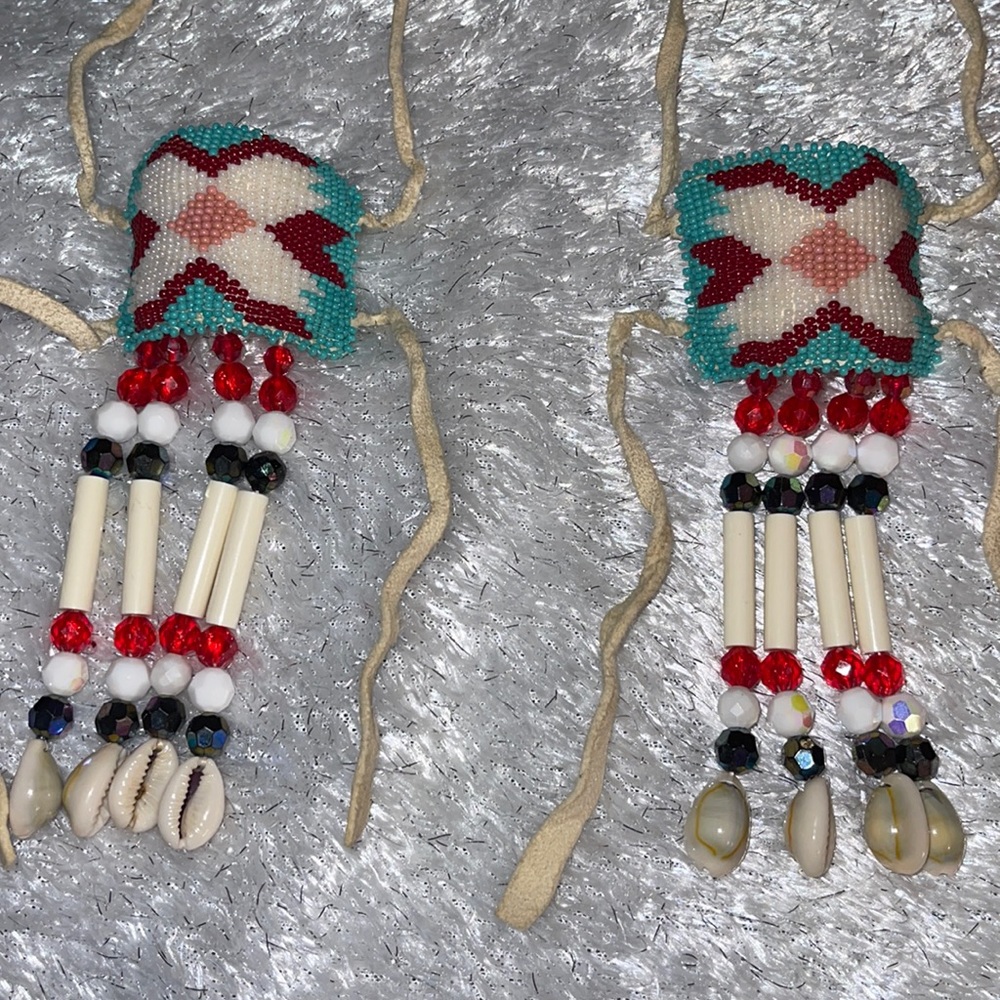 Vintage Beaded Hair Ties (set)